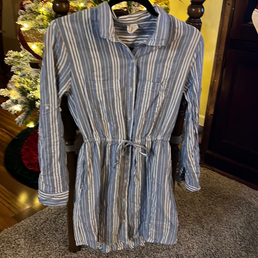 Striped button up dress
